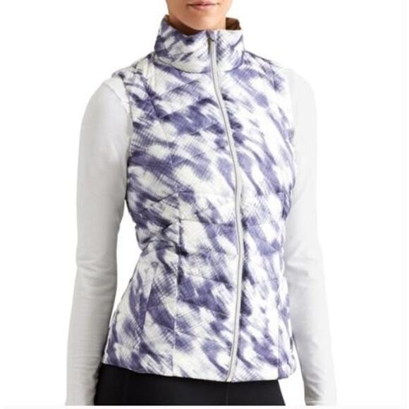Athleta Altitude Goose Down Winter Outdoor Puffer Zip Front Vest Gray Cloud S - Picture 1 of 12